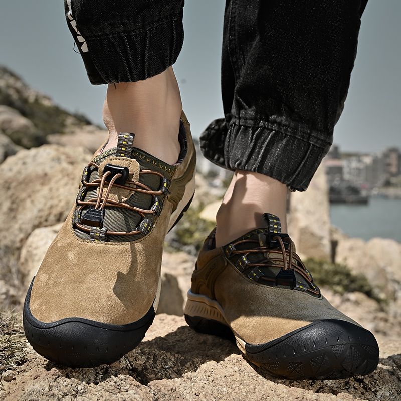 Outdoor Hiking Sneakers Sping Casual Men Shoes Breathable Suede Leather Anti-skid Walking Shoe Hot Sale Footwear_voghion.com
