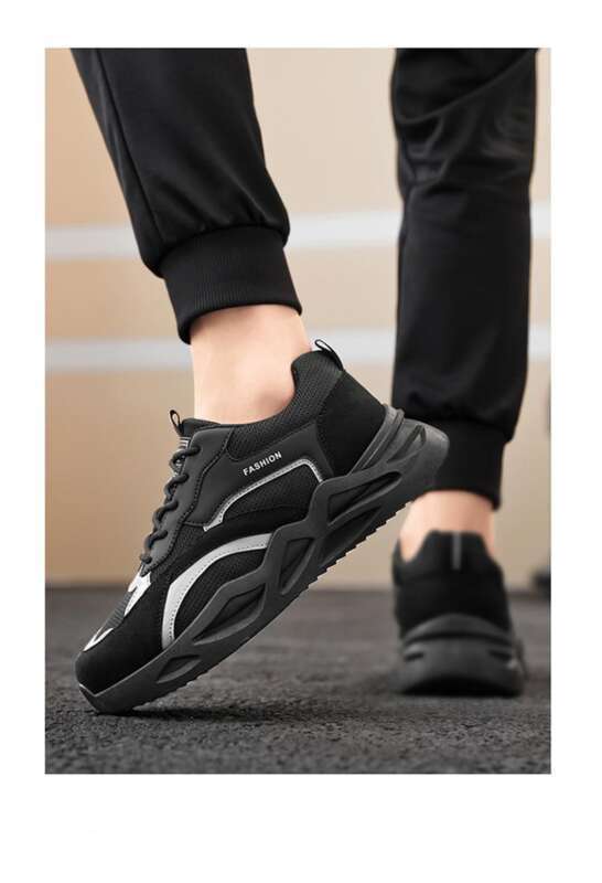 Spring New Breathable Labor Protection Men's Trendy And Versatile Thick Soled Anti Slip Sports Shoes, Casual Dad Shoes_voghion.com