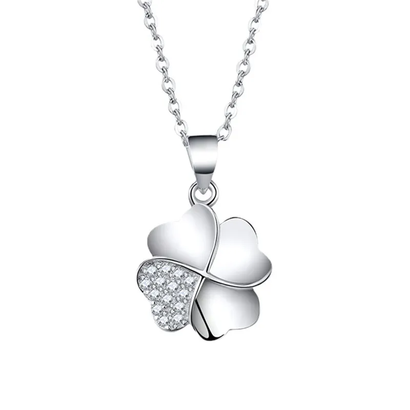 Clover Necklace Sterling Silver Zircon Romantic Pendant For Women_voghion.com