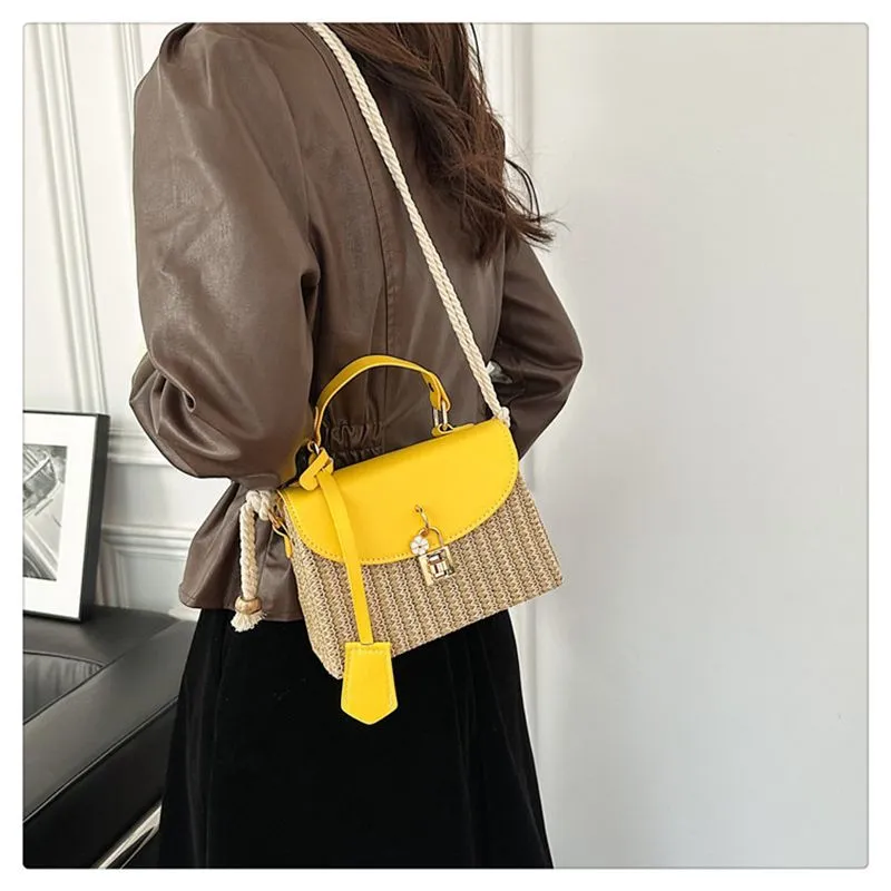 Borsa a tracolla singola in tessuto con trama premium quadrata piccola, con spedizione gratuita, 2025, nuova moda per pendolari_voghion.com