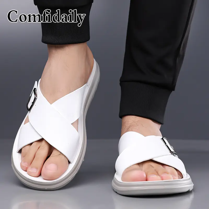 Leren heren slippers voor strand en casual gebruik_voghion.com