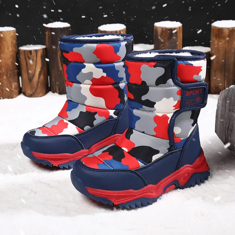 Winter Kids Plush Waterproof Fabric Non-Slip Girls Boys Rubber Sole Toddler Snow Fashion Warm Cutefeet Children Outdoor_voghion.com