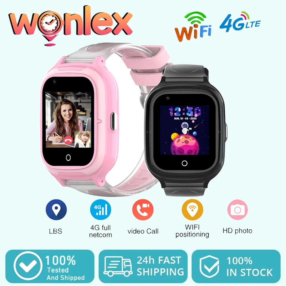 Montre connectée 4G pour enfants avec caméra, Wi-Fi, GPS, géolocalisation, appel vidéo SOS, batterie 900 mAh, étanchéité IP68, modèle KT23_voghion.com