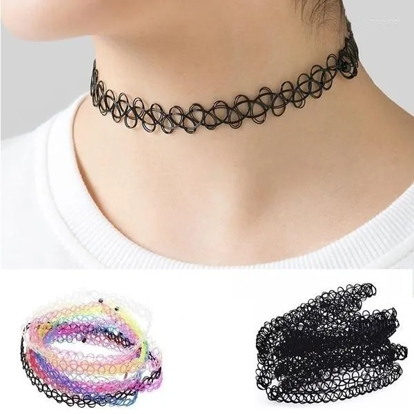 Chaînes Delysia King 12 Pièces/Ensemble Gothique Punk Élastique Creux Chocker Femmes Bijoux Fishline Tatouage Stretch Vintage_voghion.com