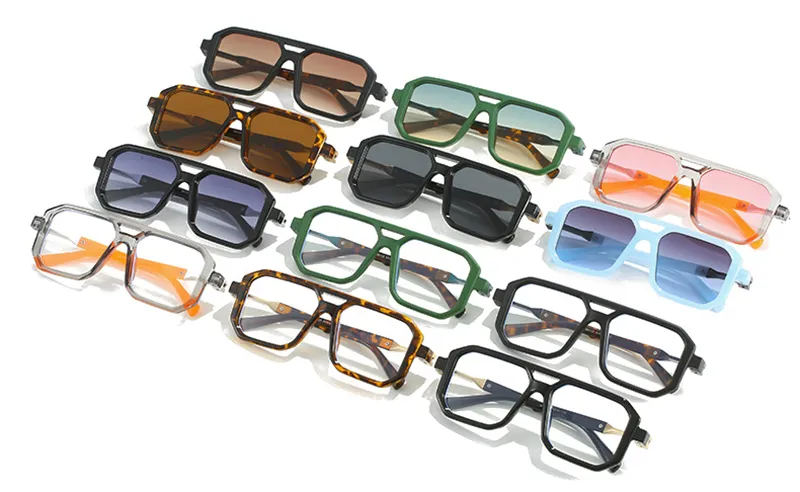 Sunglasses Square Gradient Uv400 Women And Men Retro Polygon Shades_voghion.com