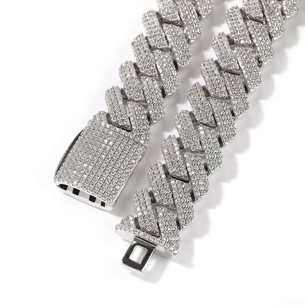 Nova hip-hop 20 mm široka GRA Moissanite diamantna zlata sterling Sier kubanska verižica za moške hip hop ogrlica_voghion.com