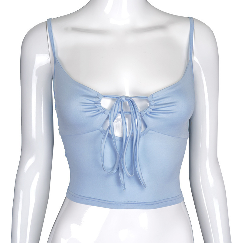 2024 New Open Back Hollow Short Small Suspended Top for Women_voghion.com