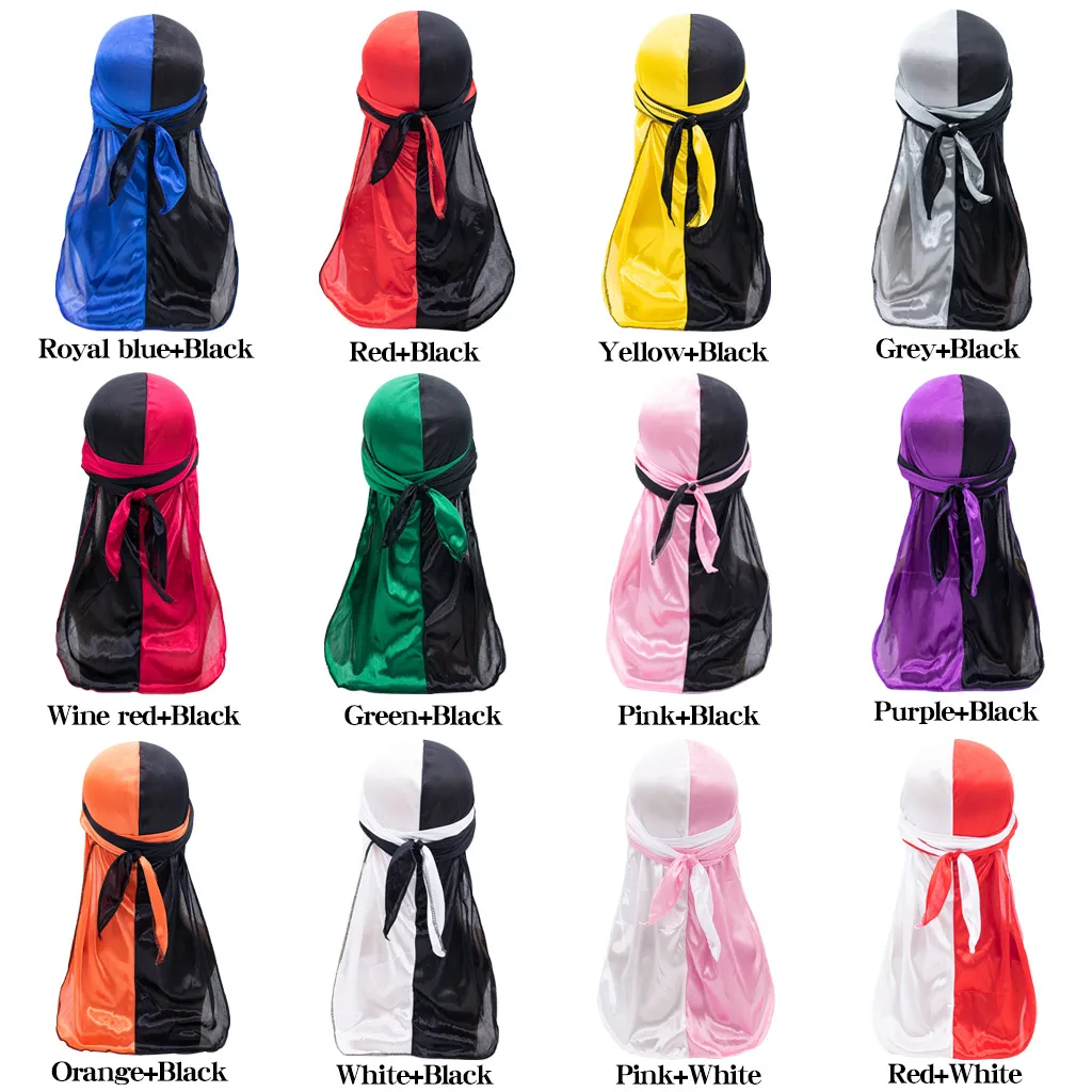 Pirate Cap Long Tail Headwraps for Men and Women Silky Durag Hip Hop Rapper Doo Rag Sleep Hat Bandana Hombre_voghion.com