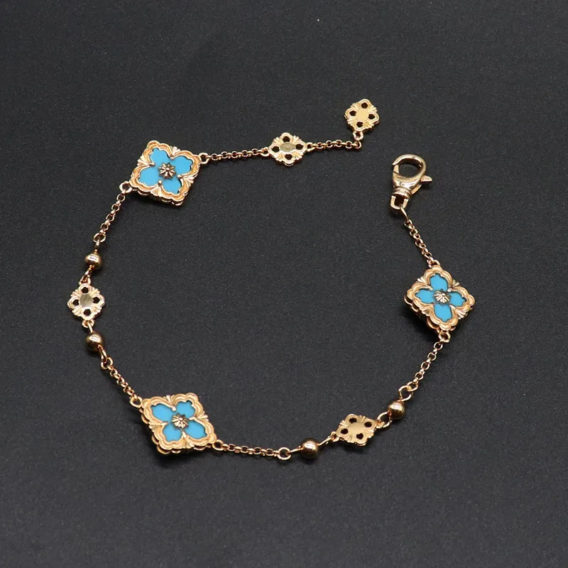 Clover Charm Bracelet Gold Vintage Ethnic Style Link Chain Bangle_voghion.com