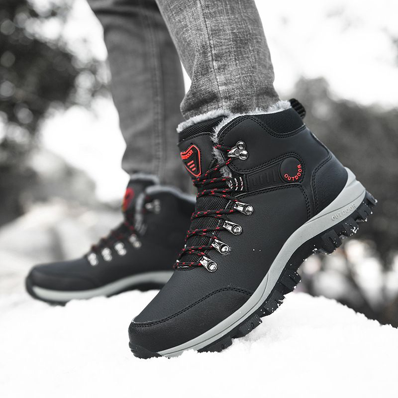 Herrenschuhe mit Fleece verdickt warme Schneestiefel Outdoor Herren High Top Nordost Baumwollschuhe_voghion.com