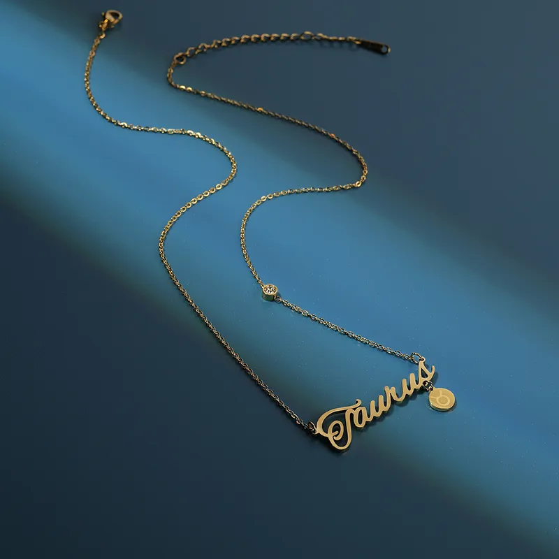 Benutzerdefinierte Edelstahl vergoldet Twee Konstellation Stern Schmuck Sternzeichen Astrologie Horoskop Anhänger Halskette_voghion.com