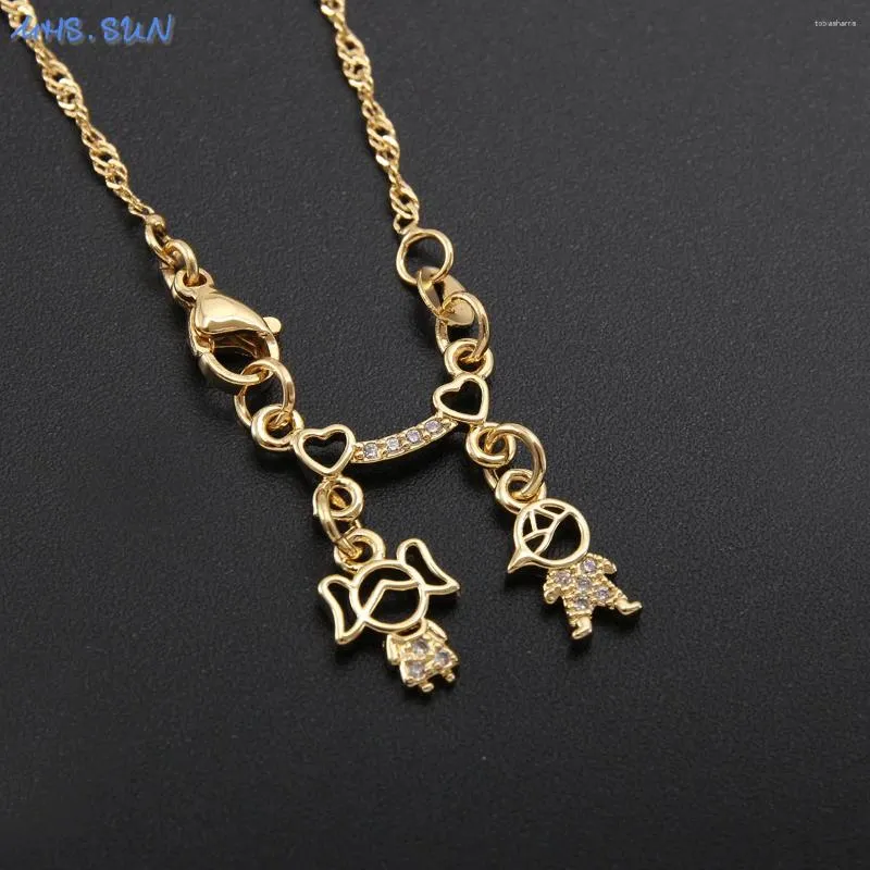 Chaînes MHS.SUN Mode Zircone Cubique Filles Garçon Pendentifs Chaîne Collier Plaqué Or Femmes Ras Du Cou Pour Bijoux De La Mère_voghion.com