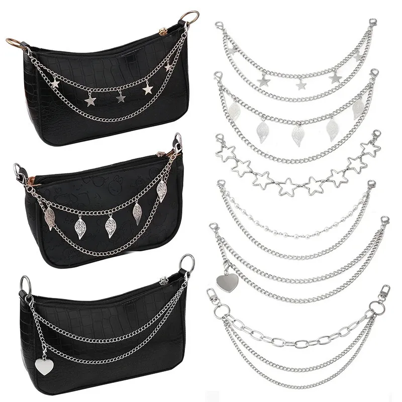 Y2k Metalen Parelband Tassen Meerlaags Voor Handtas DIY Handvatten Ster Hanger Schoudertas Ketting Accessoires 241028_voghion.com