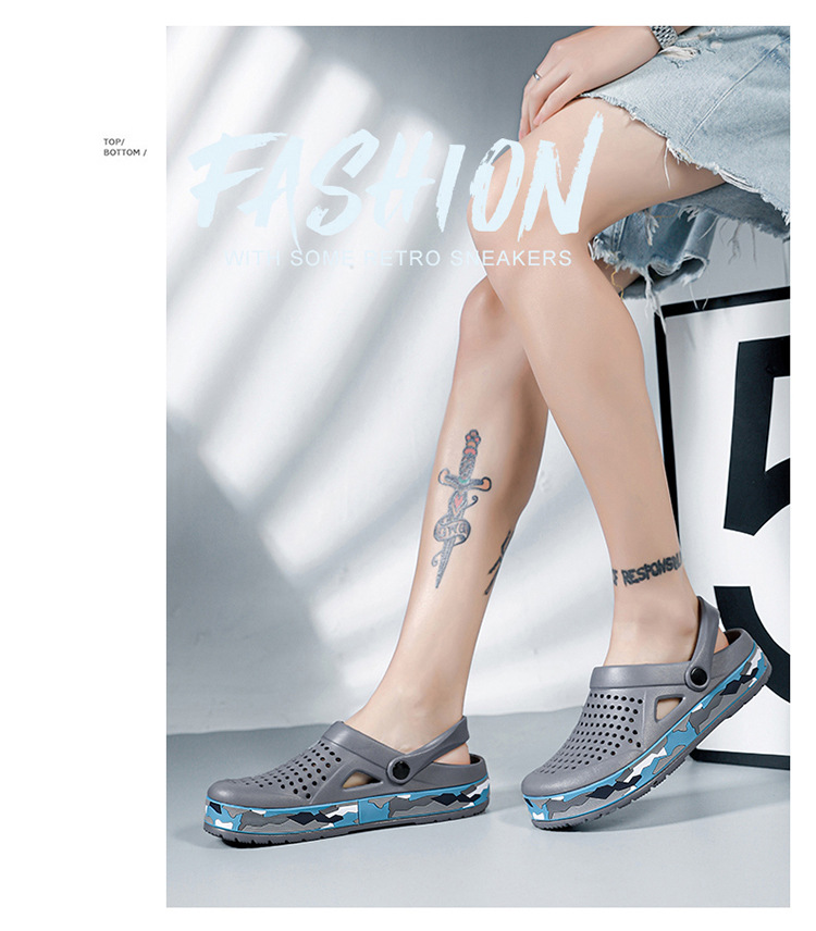 0916 Summer Beach Hole Fashion Trend Two Wear Men's Sandals Camo Shoes_voghion.com