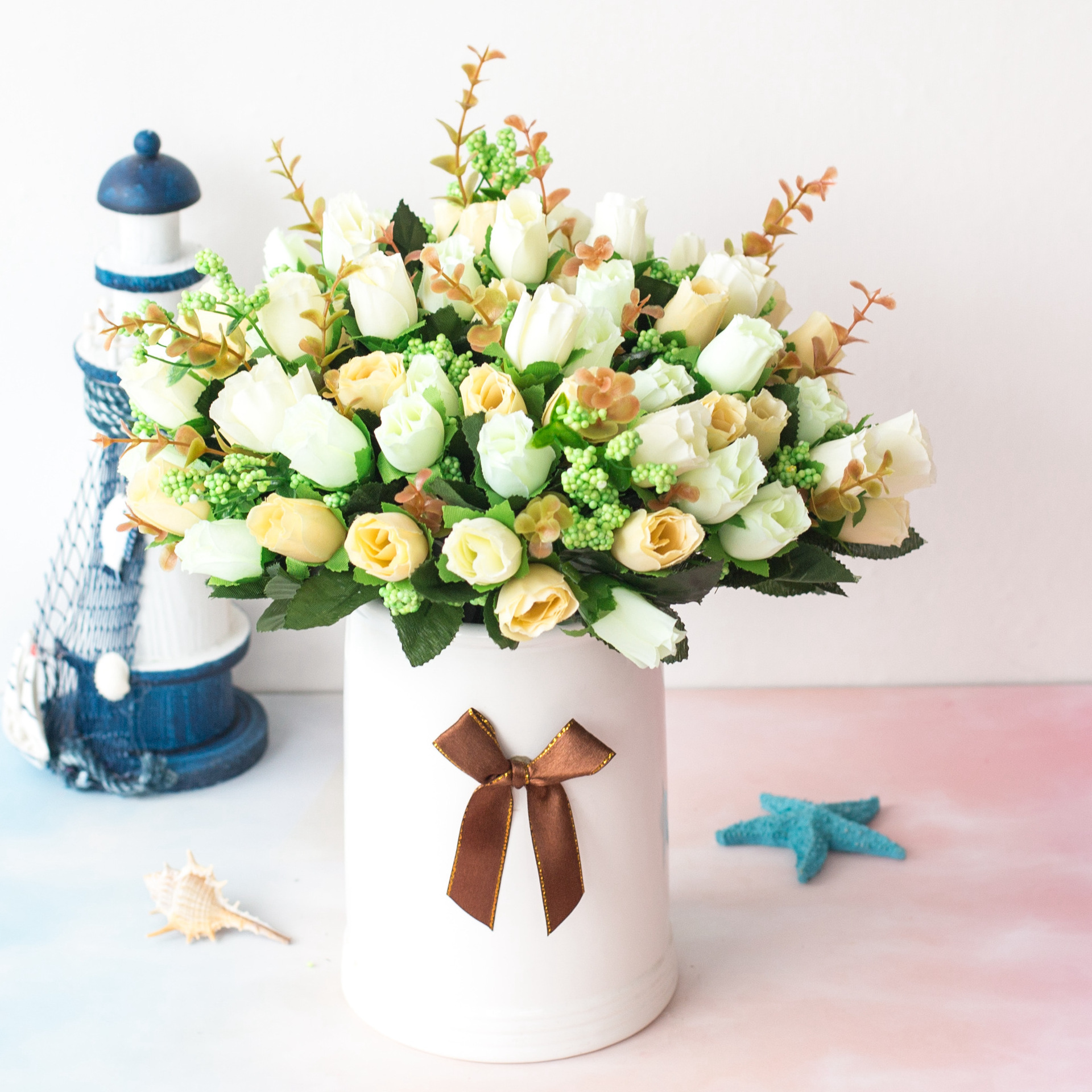 Artificial Rose Bud Bouquet For Home And Wedding Decoration_voghion.com