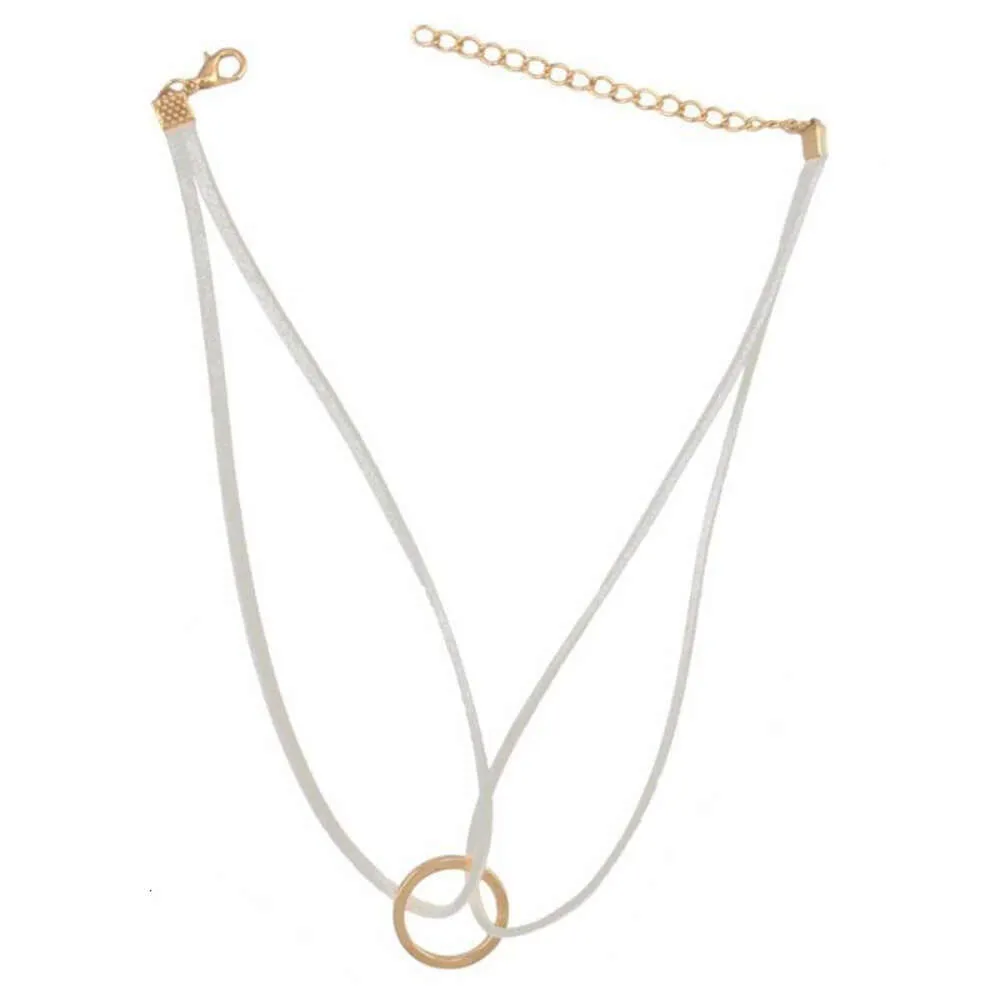 Collane con ciondolo Idealway Semplice Marrone Nero Bianco Doppia Corda Choker in Pelle per Donna Coda Femminile Festa Moda_voghion.com