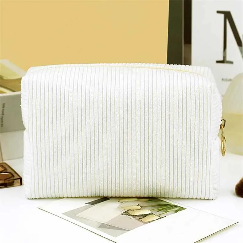 Womens Corduroy solid color makeup travel portable face wash storage bag organizer wallet Y241023_voghion.com