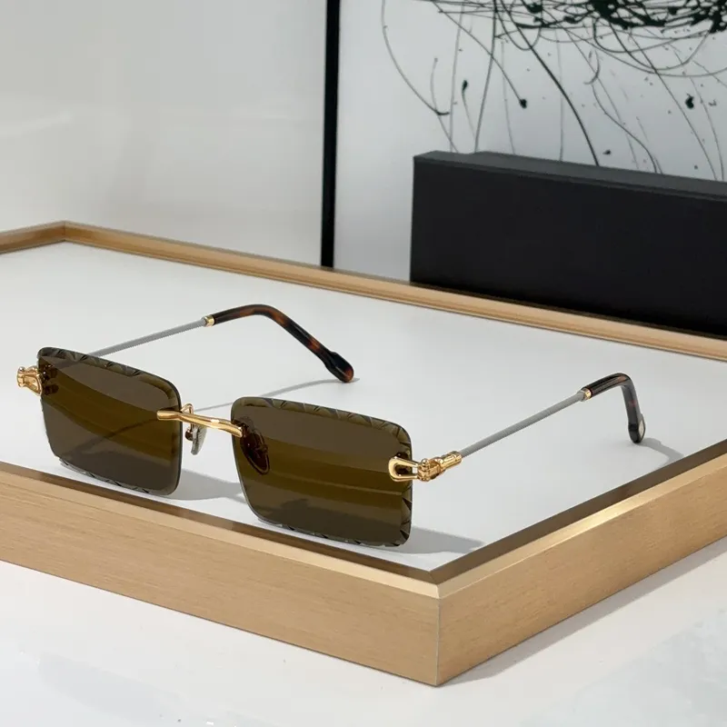New metal frameless black square rimless sunglasses designer sunglass Beach dark Shades Unisex sun glasses eyewear_voghion.com