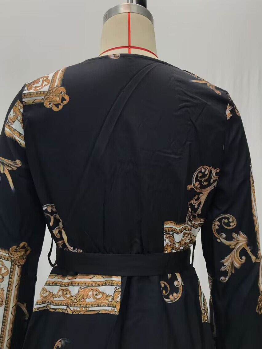 Women's retro palace style printed long-sleeved dress mopping shirt dress_mkmklike.com