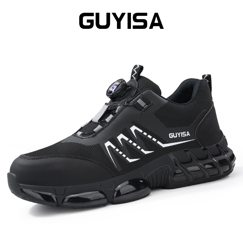 Scarpe antinfortunistiche GUYISA con punta in acciaio, scarpe da lavoro da uomo di alta qualità, leggere, alla moda e comode 5025bk_voghion.com
