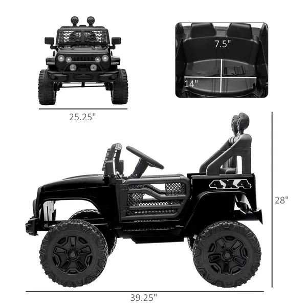 12V Kids Ride On Truck With Parent Remote Control, Electric Battery Powered Toy Car With Spring Suspension, Adjustable Speed, LED Lights And Horn, B_voghion.com
