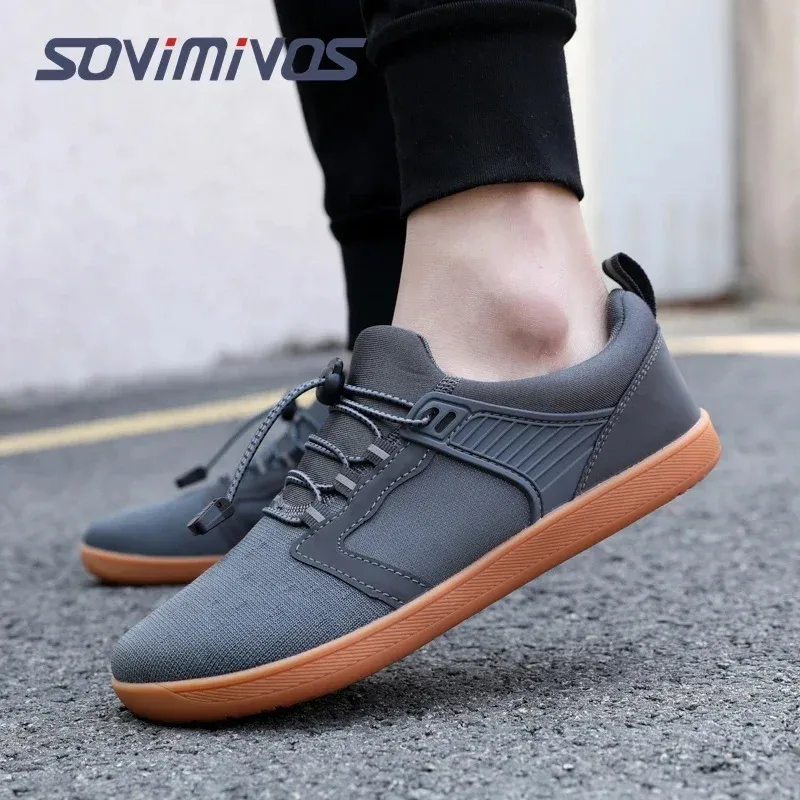 Mens Cross-Trainer Casual Sneakers Barefoot Shoes | Wide Toe Box Womens Minimalist Trail Runner Canvas Loafers 240624_voghion.com