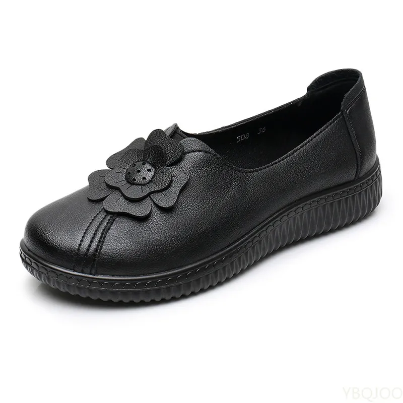 2022 Retro Loafers Frauen Wohnungen Slip auf Frau Frühling Herbst Flach Weiche Mama Casual Schuhe Schwarz_voghion.com