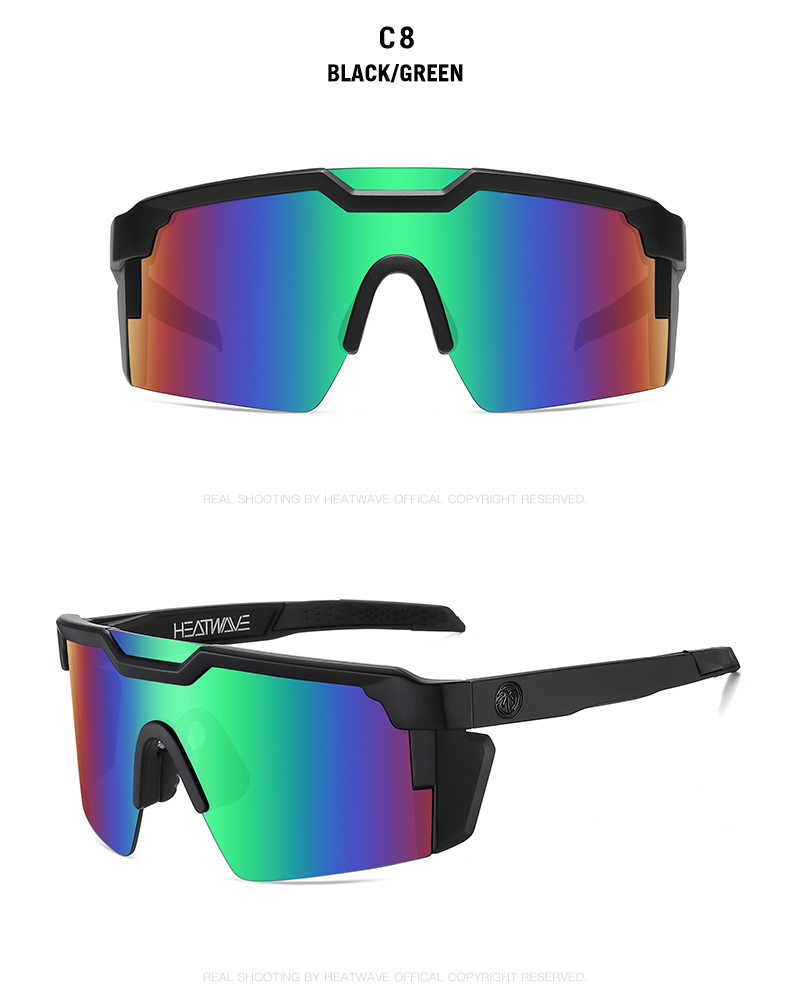 NEW High quality Heat Wave brand sunglasses square Conjoined lens cycling Women men sun glasses UV400_voghion.com