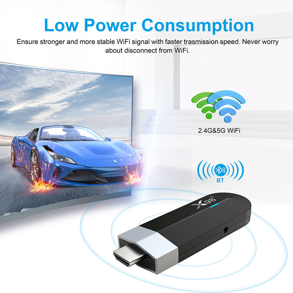 X98 S500 Android 11 Smart TV Stick Amlogic S905Y4 Quad Core 4G 32G 4K H.265 HEVC 2,4G/5G WLAN Media Player Set-Top-Box TV Stick_voghion.com