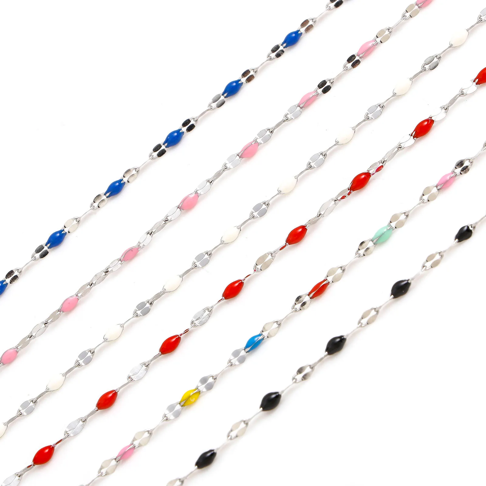 Łańcuchy 304 ze stali nierdzewnej Usta Łańcuszek Naszyjnik Do Tworzenia Biżuterii DIY Koraliki Emaliowane Metalowe Prezenty Damskie 42 cm Długie_voghion.com