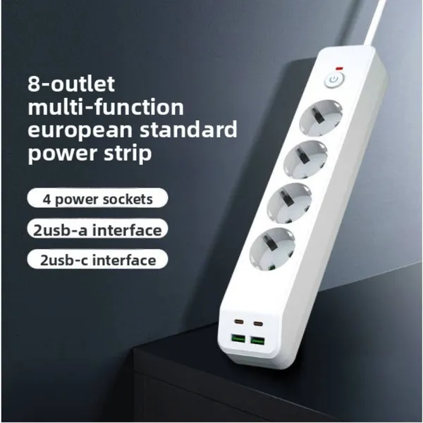 4-Outlet Surge Protector With 2 USB-A And 2 USB-C Ports_voghion.com