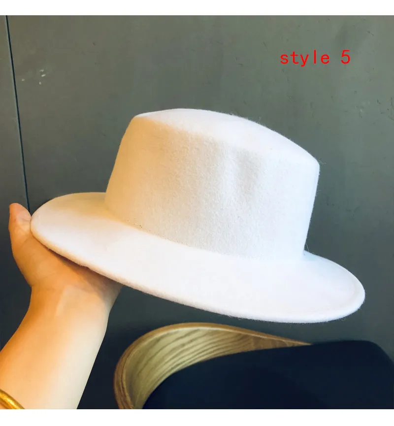Berete toamna și iarna albe biserică nuntă pălării Fedora pentru femei retro elegant plat top concav bazin ecvestru capac_voghion.com