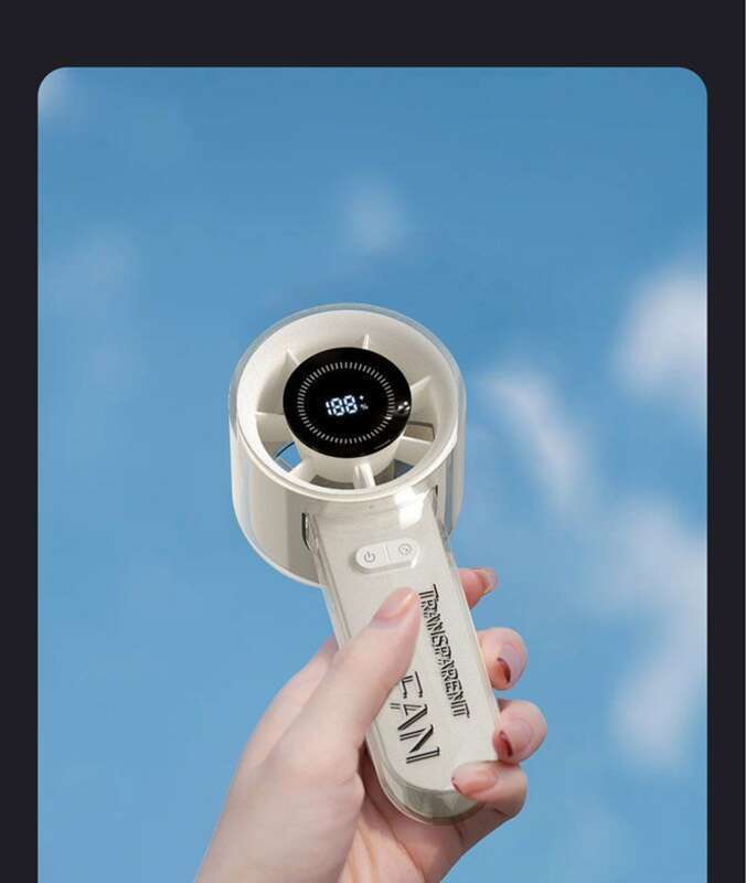 Kézi integrált intelligens digitális kijelzős ventilátor, kültéri hordozható, nagy sebességű kis szélágyú, mini USB töltés,_voghion.com