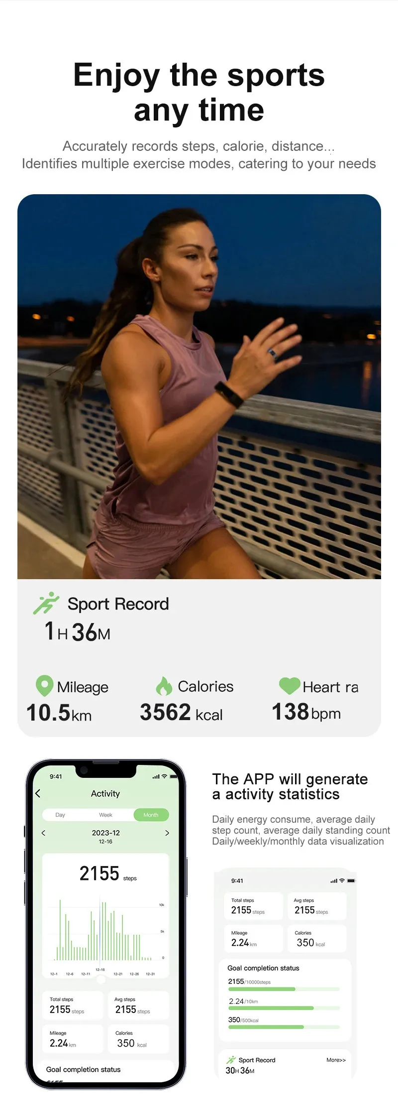 Ola Espirte est Technology Health Smart RIng Fiess Trackers Ring heart Rate Monitor Sleep for Xiaomi Sr200 M1 R3 240507_voghion.com