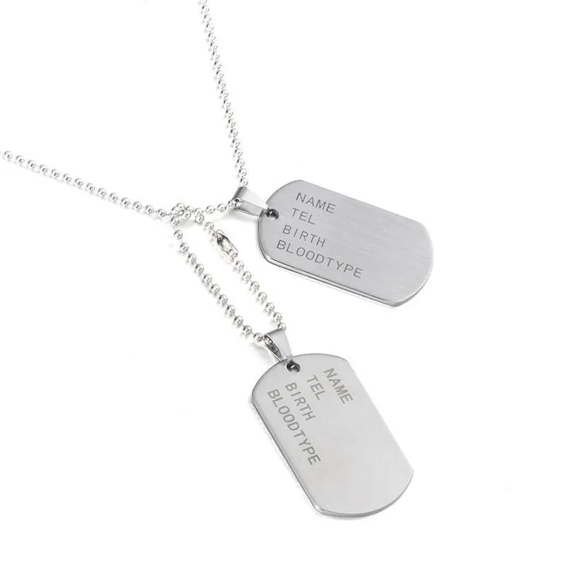 Colliers pendentifs militaires tactiques de l'armée, étiquettes d'identification de nom, cartes pour hommes, collier et pendentifs en acier inoxydable, porte-clés tendance pour hommes_voghion.com