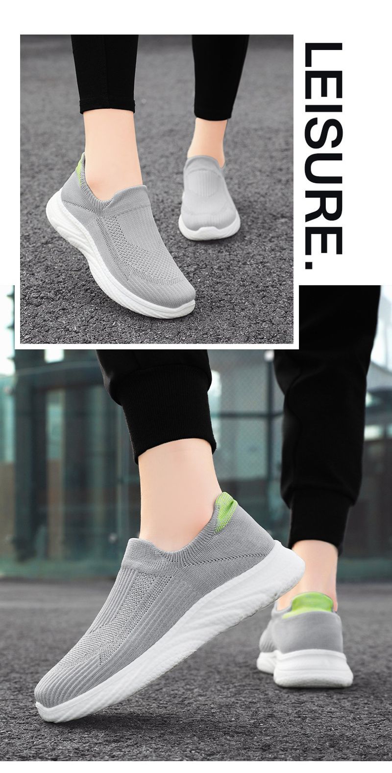 Women's Slip-on Sports Running Shoes Lightweight Casual Trainers_voghion.com