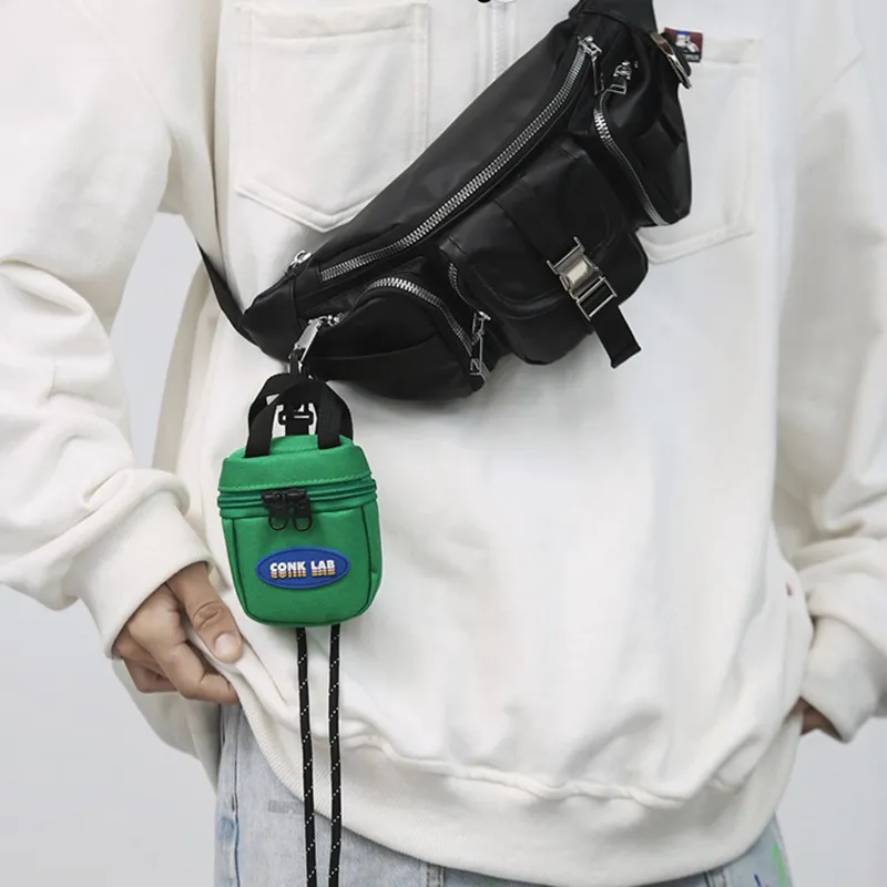 Mini porte-monnaie multifonction détachable pour hommes et femmes, style hip-hop, techwear, casque, clés, sac bandoulière_voghion.com