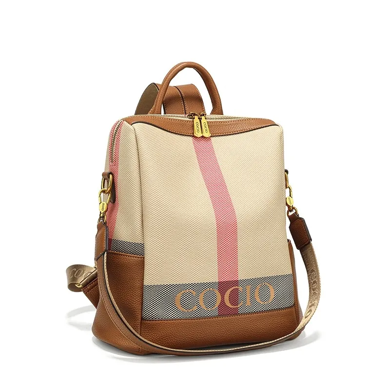 COCIO Designer Grid Patterned Large Capacity Fashionable Casual Backpack Mens And Womens Multifunctional Travel Bag_voghion.com