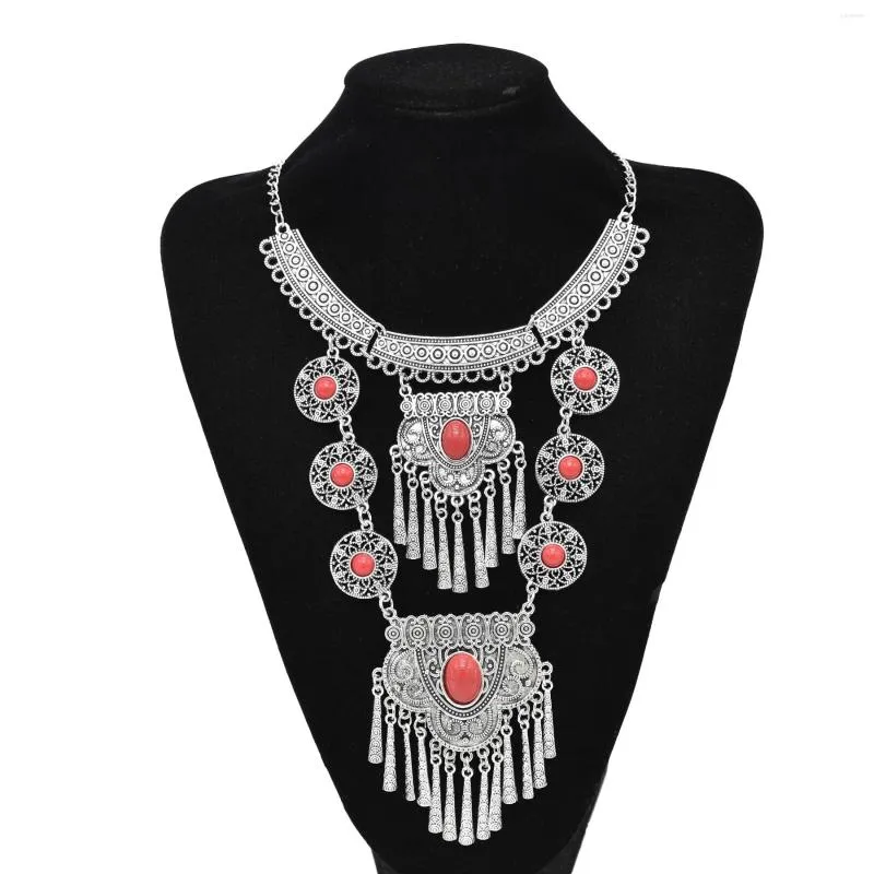 Pendant Necklaces Afghan Bohemian Long Necklace For Women Vintage Ethnic Gypsy Beach Antique Sier Color Statement Turkey_voghion.com