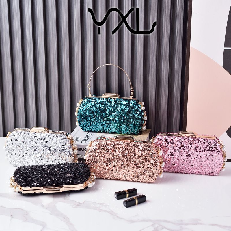 Pochette de soirée rétro brillante à paillettes transfrontalières, sac de mode européen et américain_voghion.com