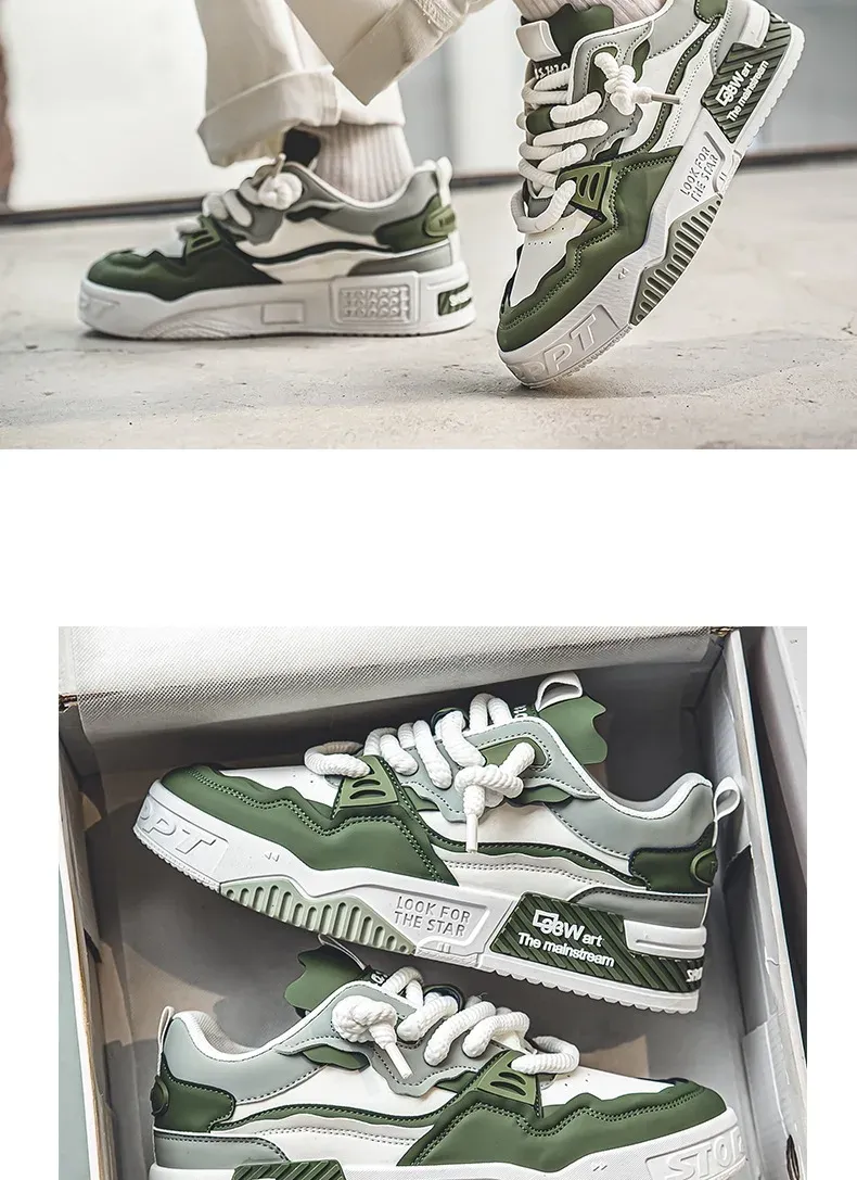 Men's Easy To Clean Skateboard Shoes, Good Grip, Breathable Lace Up Sneakers, Men's Shoes 2024_voghion.com