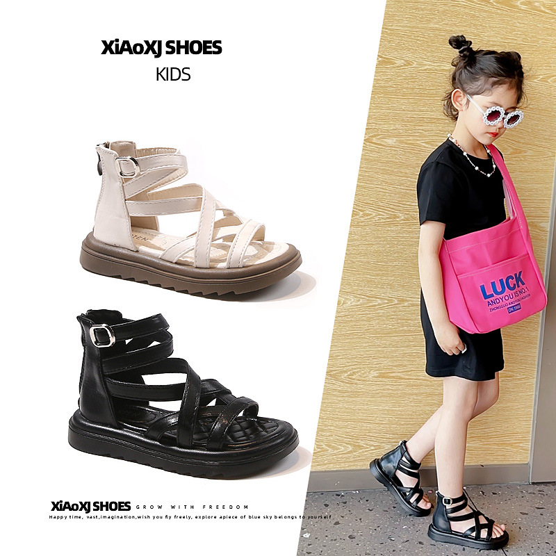 Little Open Toe Roman Trend 2024 Summer New Girl Sandals Korean Edition Children's Soft Sole Beach Shoes