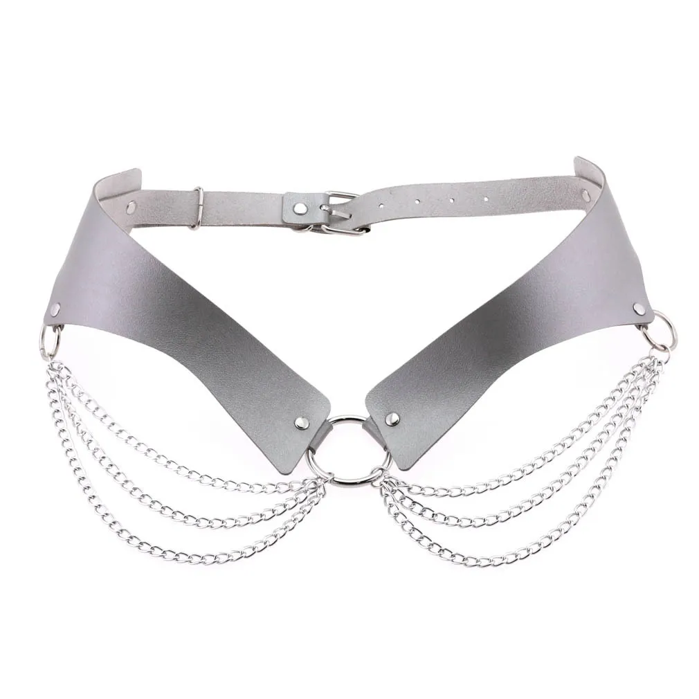 Cinto de corrente em pele pu para mulher estilo gótico punk_voghion.com