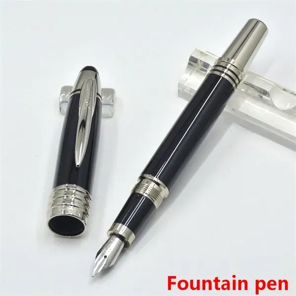 Pluma estilográfica de metal negro de alta calidad, venta al por mayor, papelería para escuela y oficina, pluma de tinta caligráfica de punta de 0,7 para regalo de negocios._voghion.com