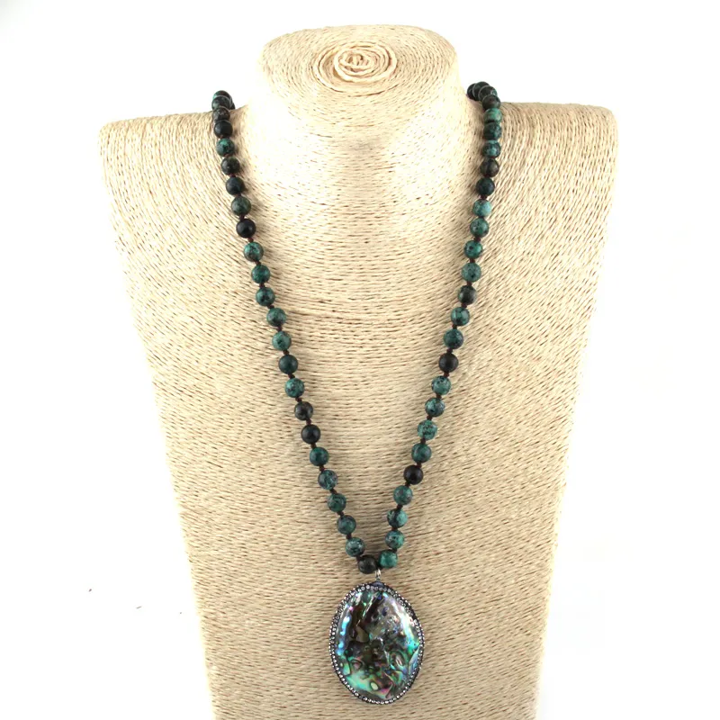 Böhmische Steinperlen Anhängerkette Für Damen Modeschmuck_voghion.com