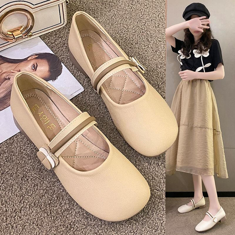 Gentle flat bean women's spring and autumn summer 2024 new shallow mouth soft sole not tired foot single shoes_voghion.com