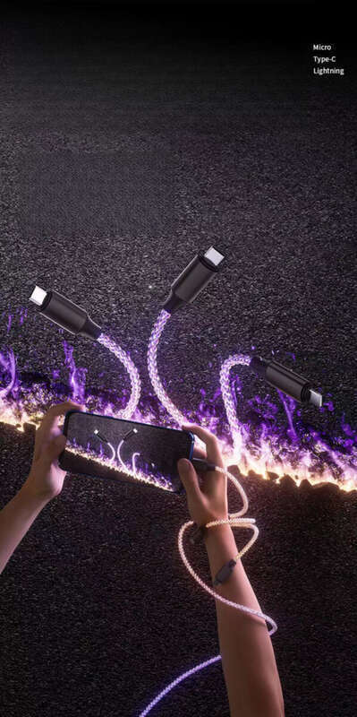 6A Super Fast PD Colorful Luminescent Data Cable Typec To Charging Wire Three In One Machine Vehicle RGB_voghion.com