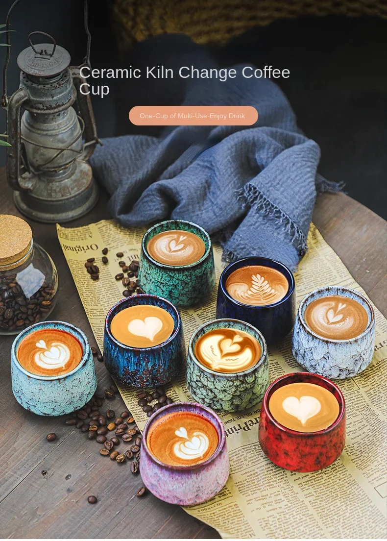 Colorful Reactive Glaze Ceramic Mug Handmade Espresso Cup Gift_voghion.com