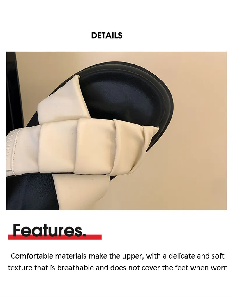 Comfortable Pleated Beach Shoes Thick Sole Roman Sandals_voghion.com