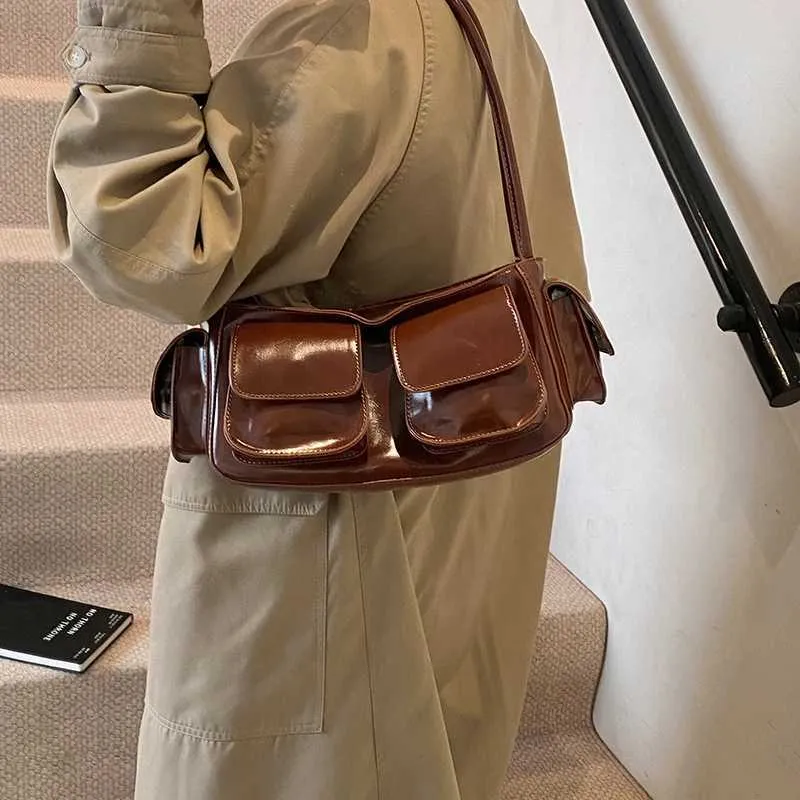 LEFTSIDE Petit sac à bandoulière en cuir PU à double poche pour sous-vêtements 2024 Y2K Nouveau sac à main et portefeuille pour femme Y241216_voghion.com